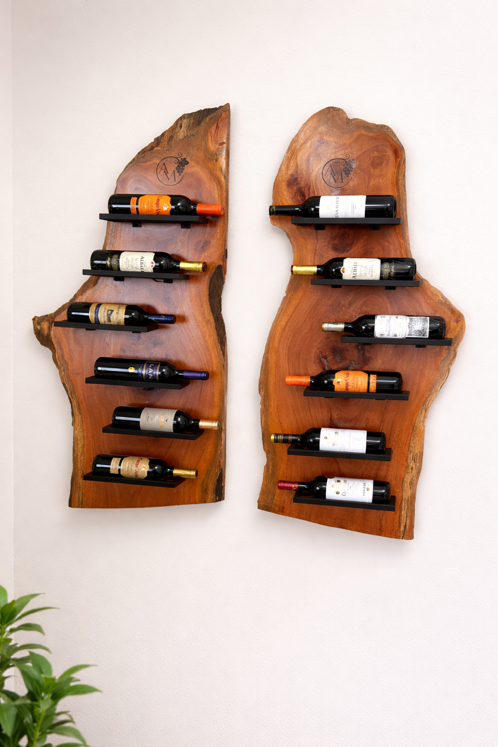 Exhibidor de Vinos en Madera Live-Edge – Hecho a Mano